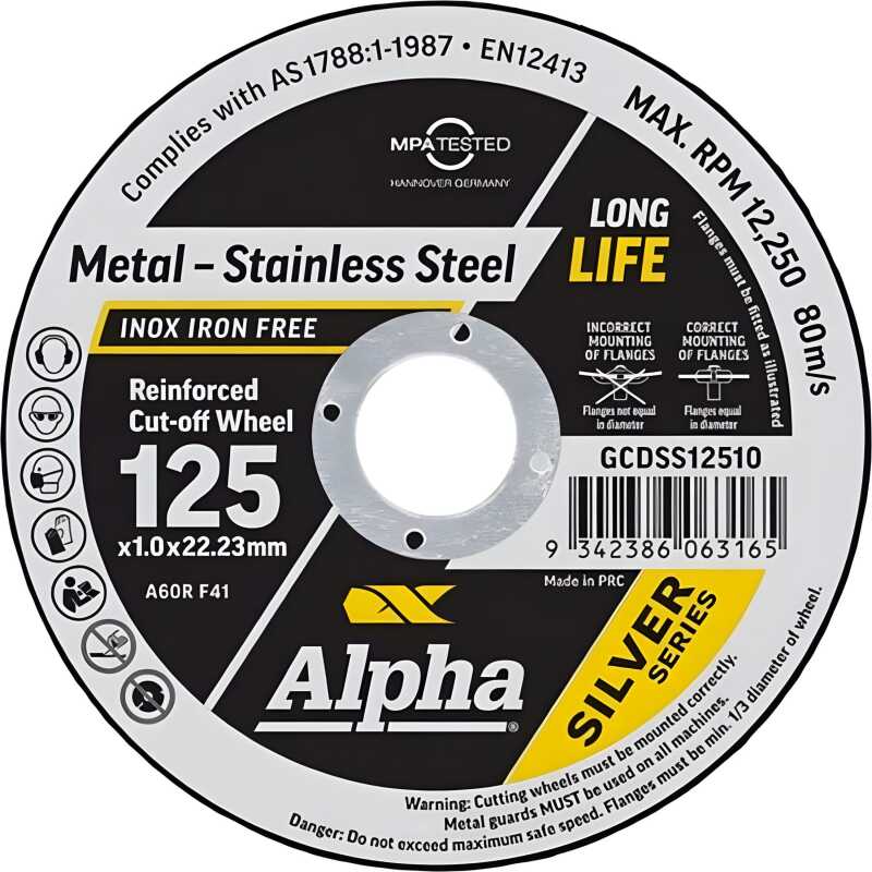 Alpha Slab | Cutting Disc 125X1.0Mm Silver Series X100 Pack - Image 2