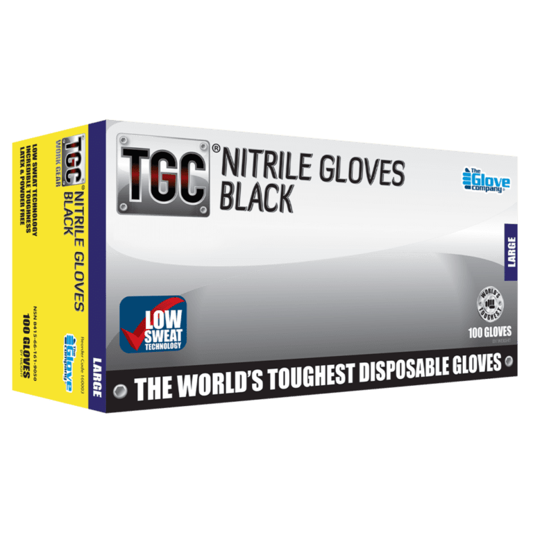 Nitrile Black Disposable Gloves - Solvent Resistant- Xl 100 Per Box