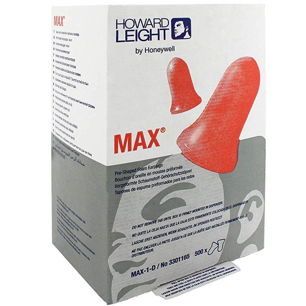 Howard Leight Max-1 Ear Plugs Uncorded 200 Per Box