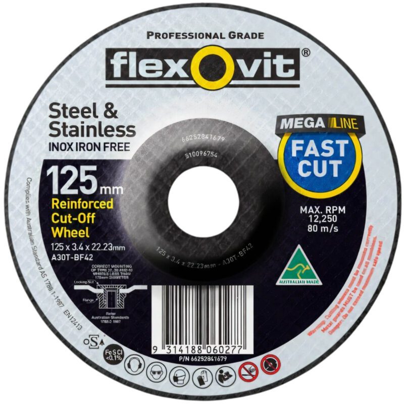 Flexovit Cutting/Grinding Disc 125X3.4X22 D/C Metal