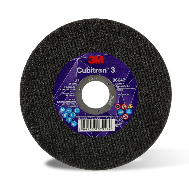 3M Cubitron 3 125 x 1 x 22.23 mm C/O Wheel - 86647 (Box of 50)