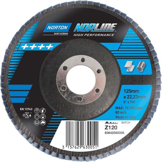 Norton Flap Disc 125 X 120G Zirconia (Box of 10)