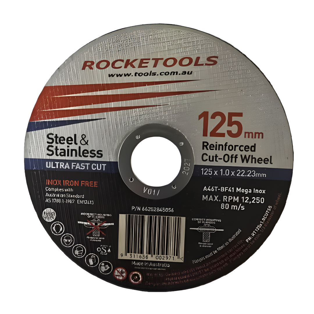 Rocket Cutting Disc 125/5 X 1.0 X 22.23 Inox-Australian Made by Flexovit (Box of 100)