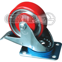 125Mm Pu Mould On Alu. Castor Wheel - Swivel W/Brake