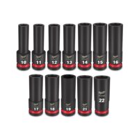 Shockwave 1/2" Drive 10Pc Metric Deep 6 Point Impact Socket
