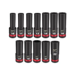 Shockwave 1/2" Drive 10Pc Metric Deep 6 Point Impact Socket
