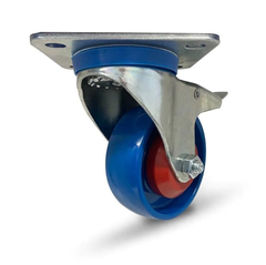 125Mm Blue Nylon Castor Wheel - Swivel W/Brake