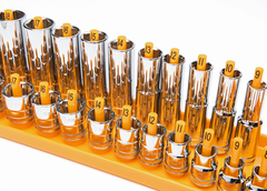 Metric Orange 3 Peice Socket Rack Set
