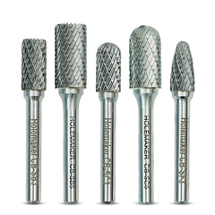 Holemaker Carbide Burr Set, 1/4" Shank, 5Pce