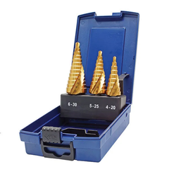 Unikut Spiral Flute Step Drill Set, 3 Piece, 4-20Mm / 5-25Mm