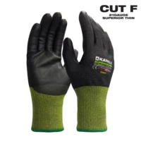KameLo Level F Cut Resistant Gloves 21 Gauge HPPE with PU Palm Coating for Construction, Metal, Woodworking