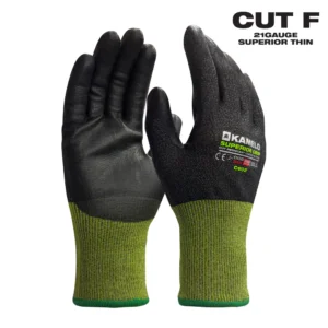 KameLo Level F Cut Resistant Gloves 21 Gauge HPPE with PU Palm Coating for Construction, Metal, Woodworking